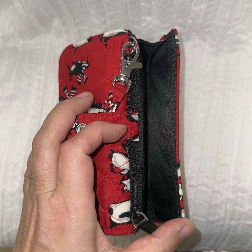 Vera Bradley Red Black White Gray Playful Penguins Wristlet & Small Wallet Set - Picture 6 of 16